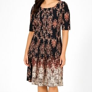 Gabby Skye Burgundy Floral Dress
